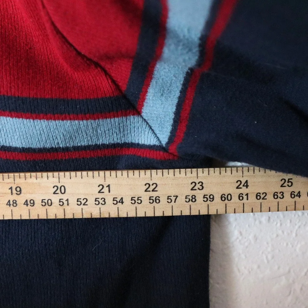Old Navy Mens Red Navy Blue Stripe V Neck‎ Long Sleeve Sweater XL Cotton Vintage